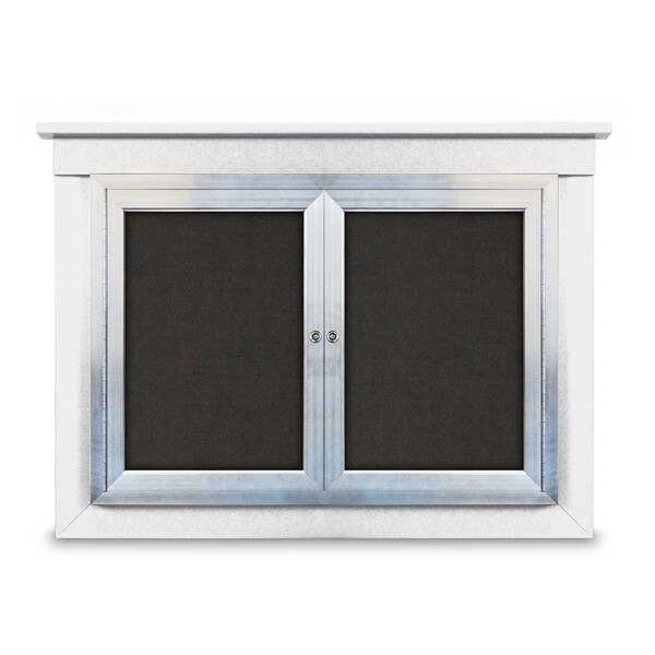 48"x36" 2-Door Enclosed Letterboard, Header, Blue Vinyl/Walnut